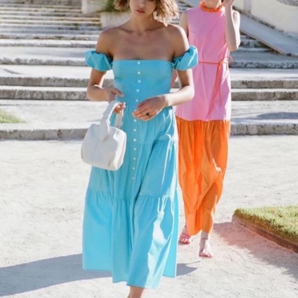 Staud Elio Bright Blue Dress 6 - Picture 8 of 8